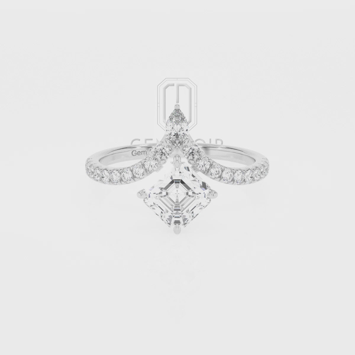 Lab Grown Moissanite Asscher Solitaire Engagement Rings