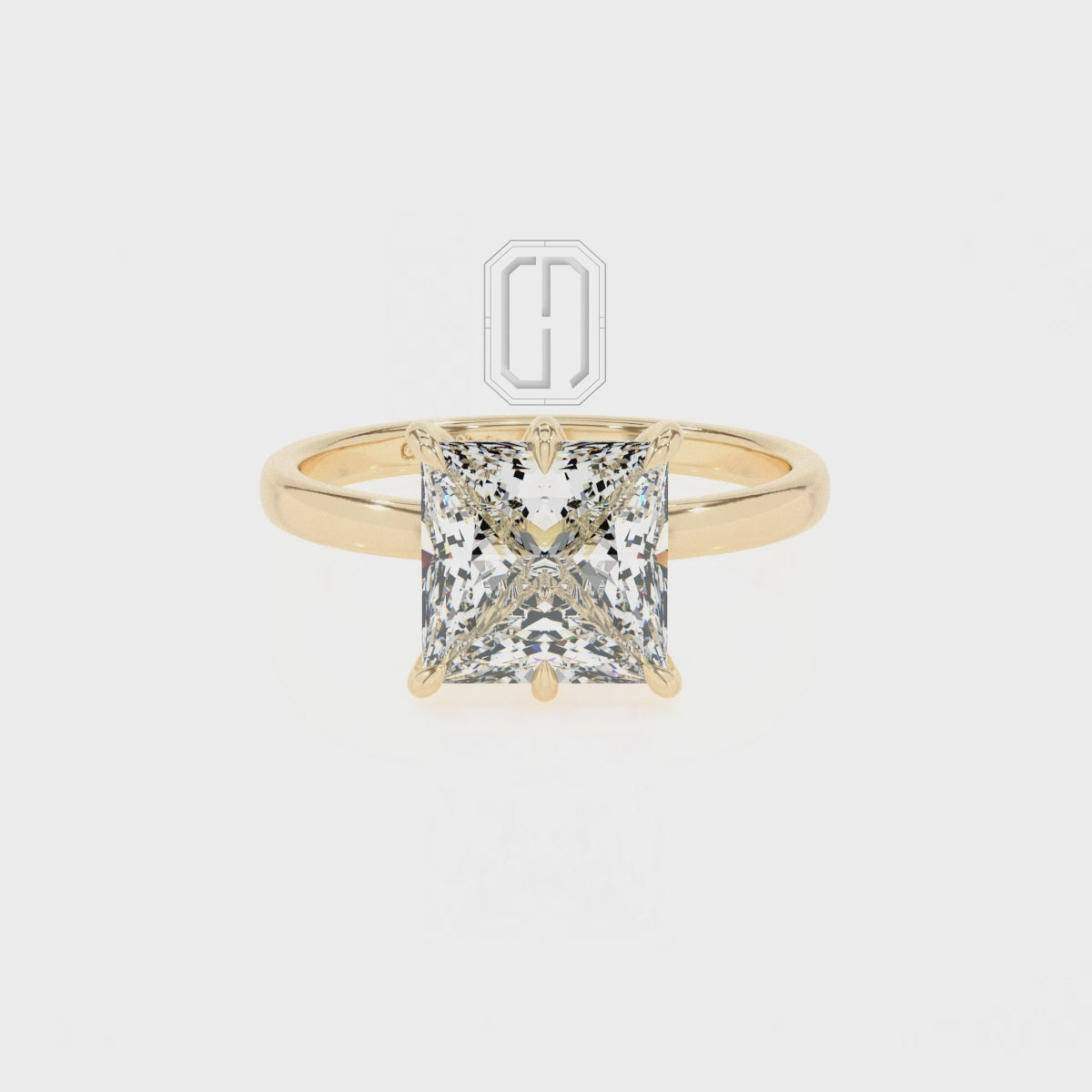 Lab Grown Moissanite Princess Solitaire Engagement Rings