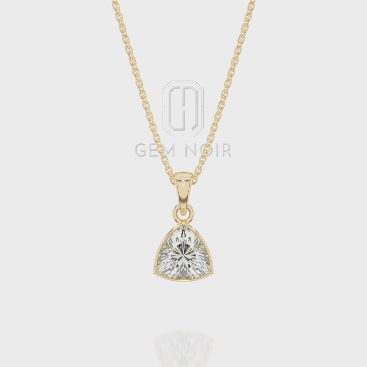 Natural Smoky Quartz Trillion Solitaire Pendant Necklace with 18" Chain