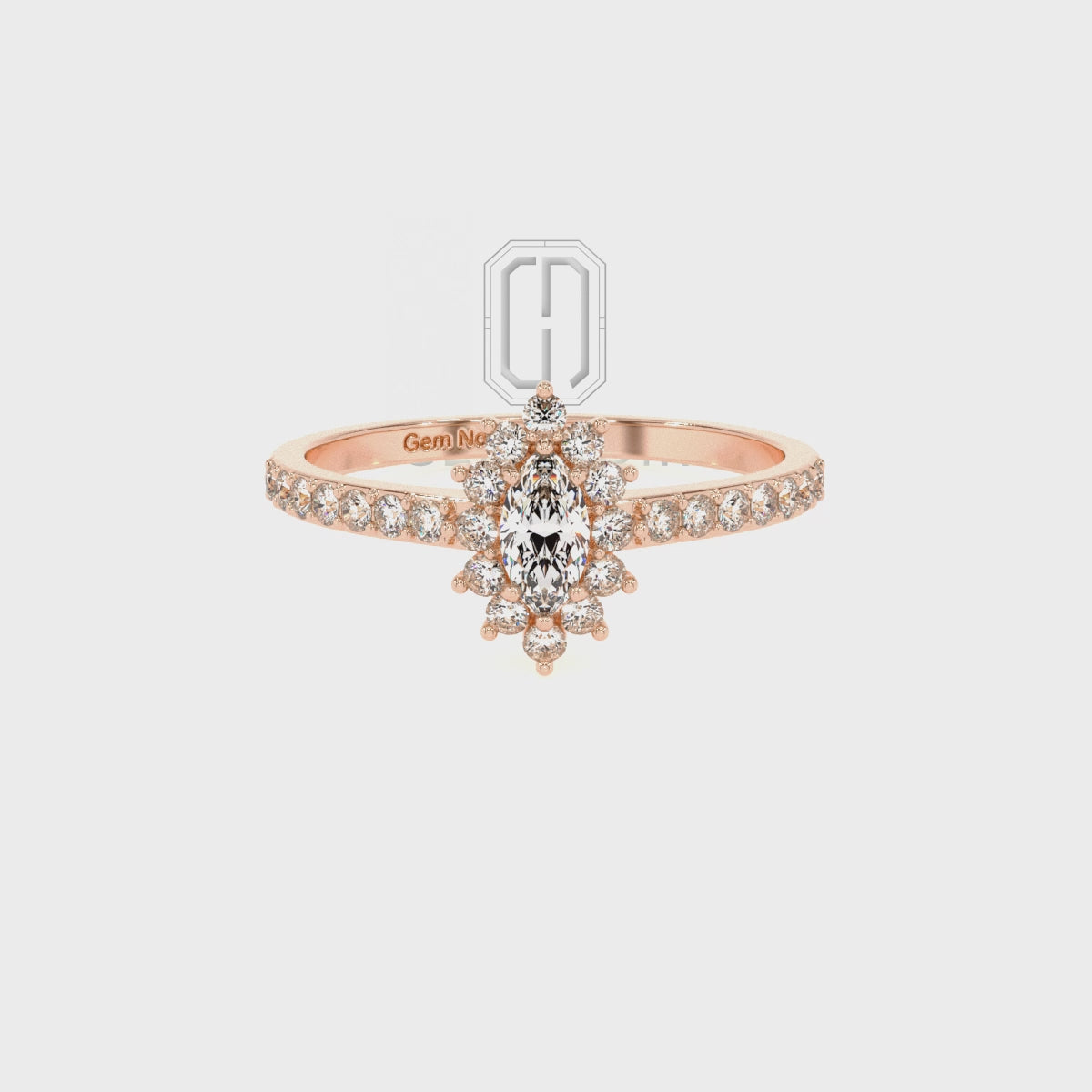 Lab Grown Moissanite Marquise Double Halo Solitaire Engagement Rings