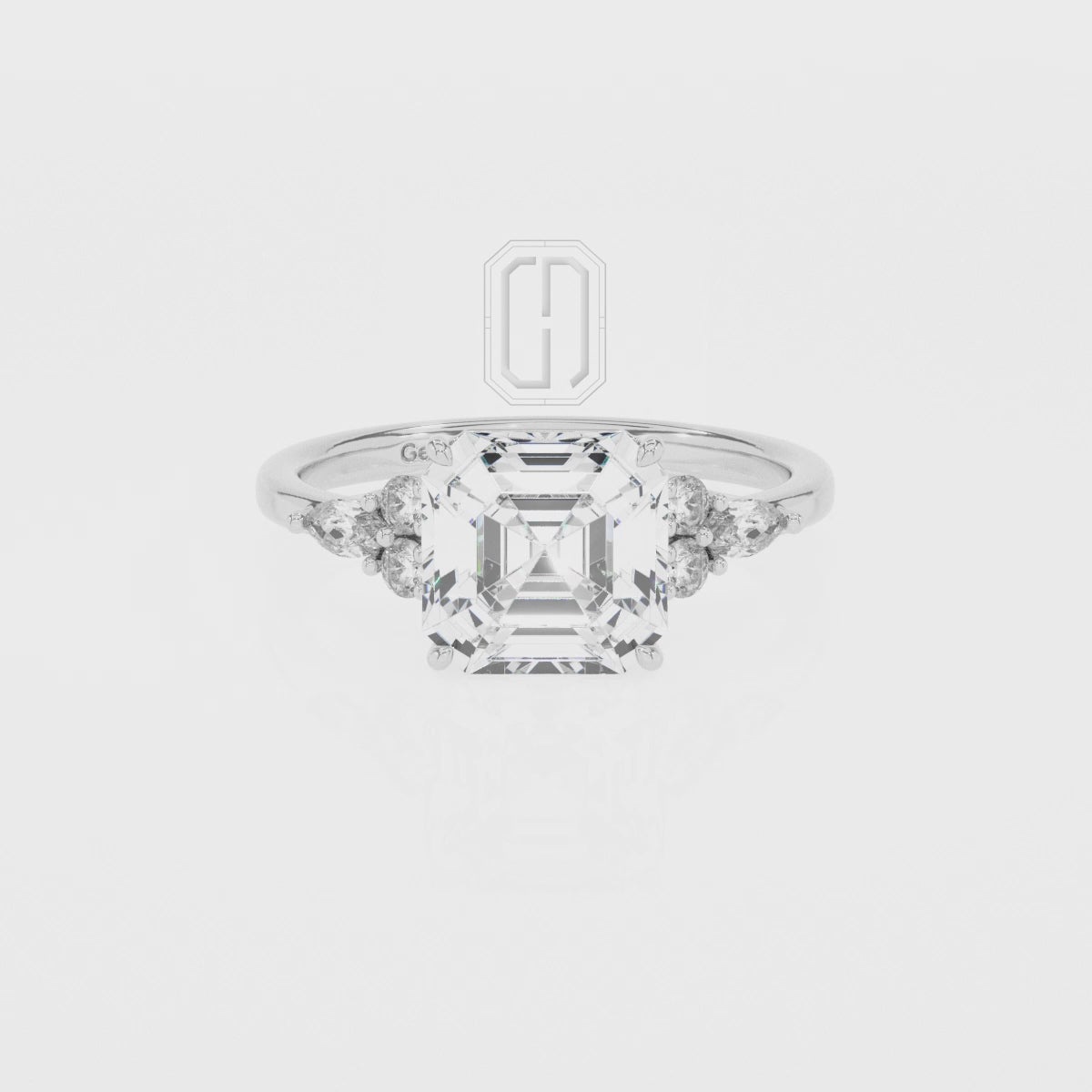 Lab Grown Moissanite Asscher Solitaire Engagement Rings