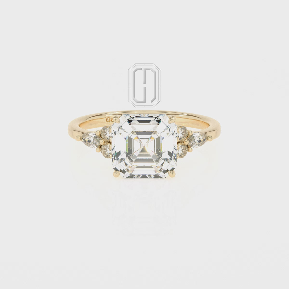 Lab Grown Moissanite Asscher Solitaire Engagement Rings