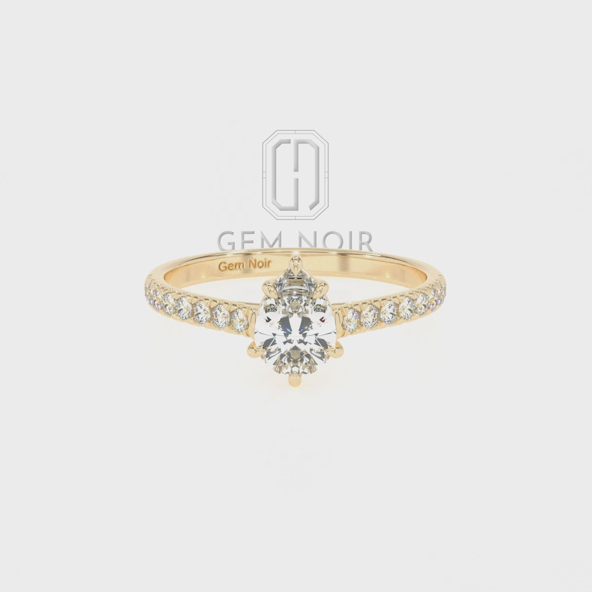 Lab Grown Emerald Pear Half Eternity with Diamonds Solitaire Engagement Rings