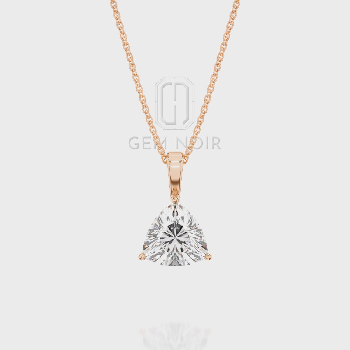 Natural Black Onyx Trillion Solitaire Pendant Necklace with 18" Chain