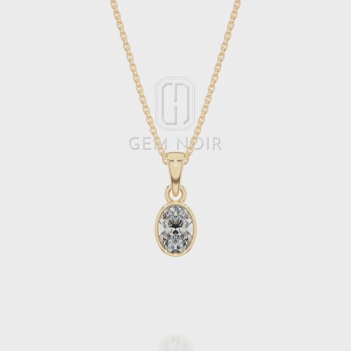 Lab Grown Aquamarine Oval Solitaire Pendant Necklace with 18" Chain