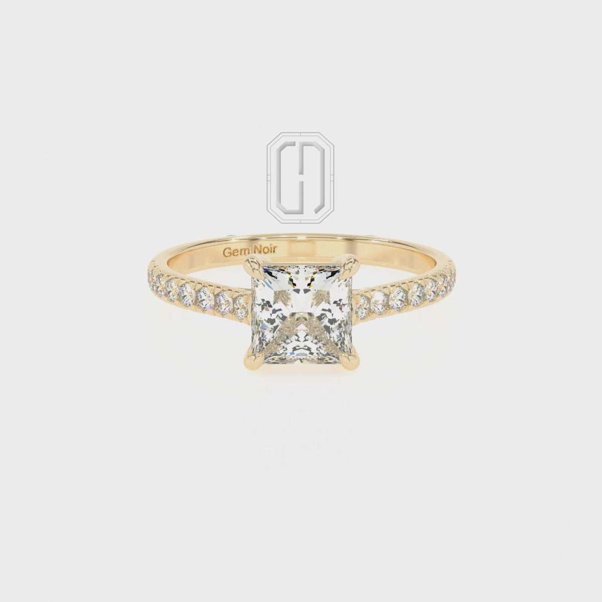 Lab Grown Moissanite Princess Half Eternity Solitaire Engagement Rings