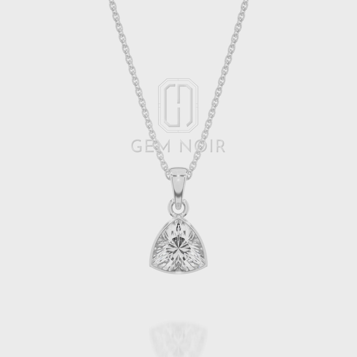 Lab Grown Aquamarine Trillion Solitaire Pendant Necklace with 18" Chain