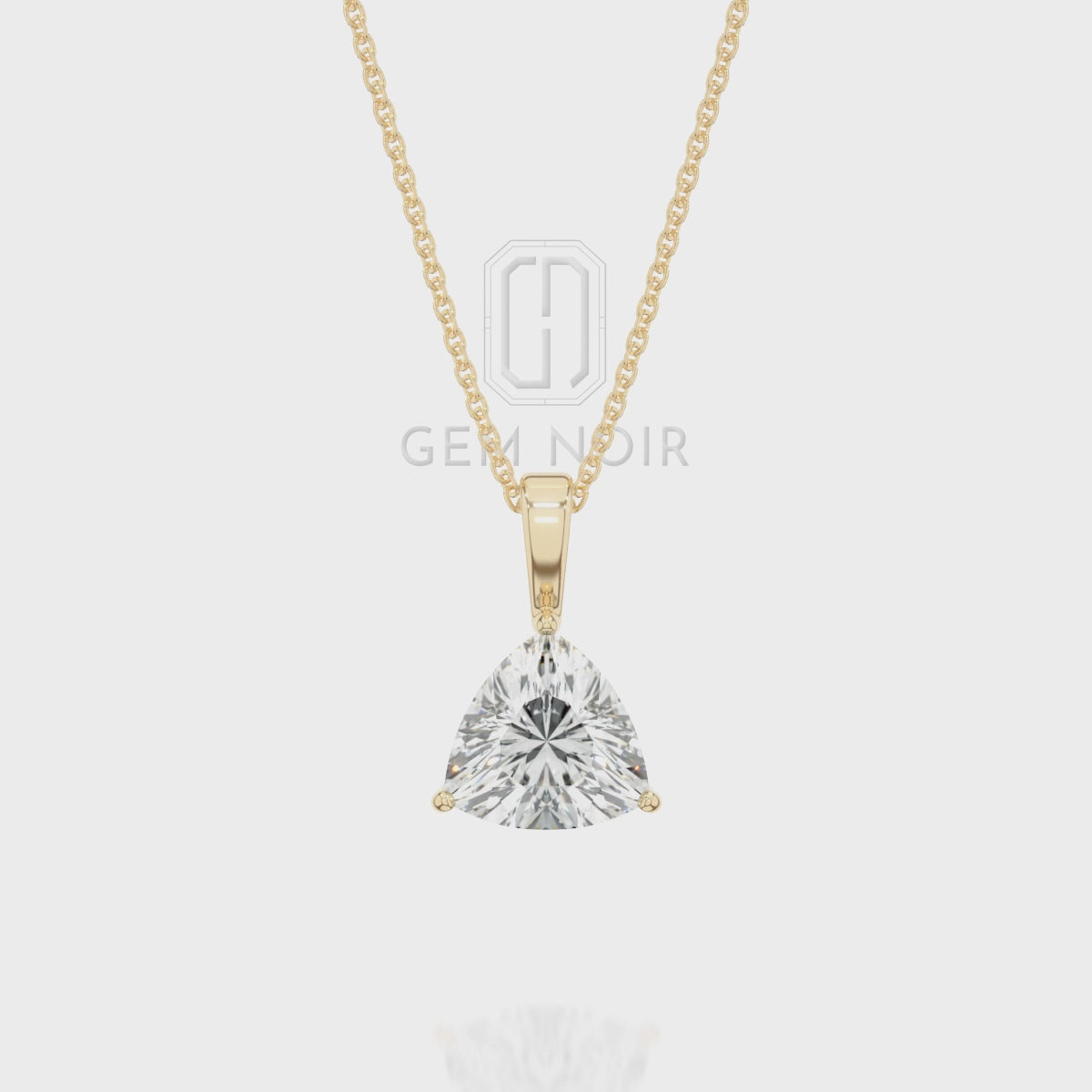 Natural Garnet Trillion Solitaire Pendant Necklace with 18" Chain