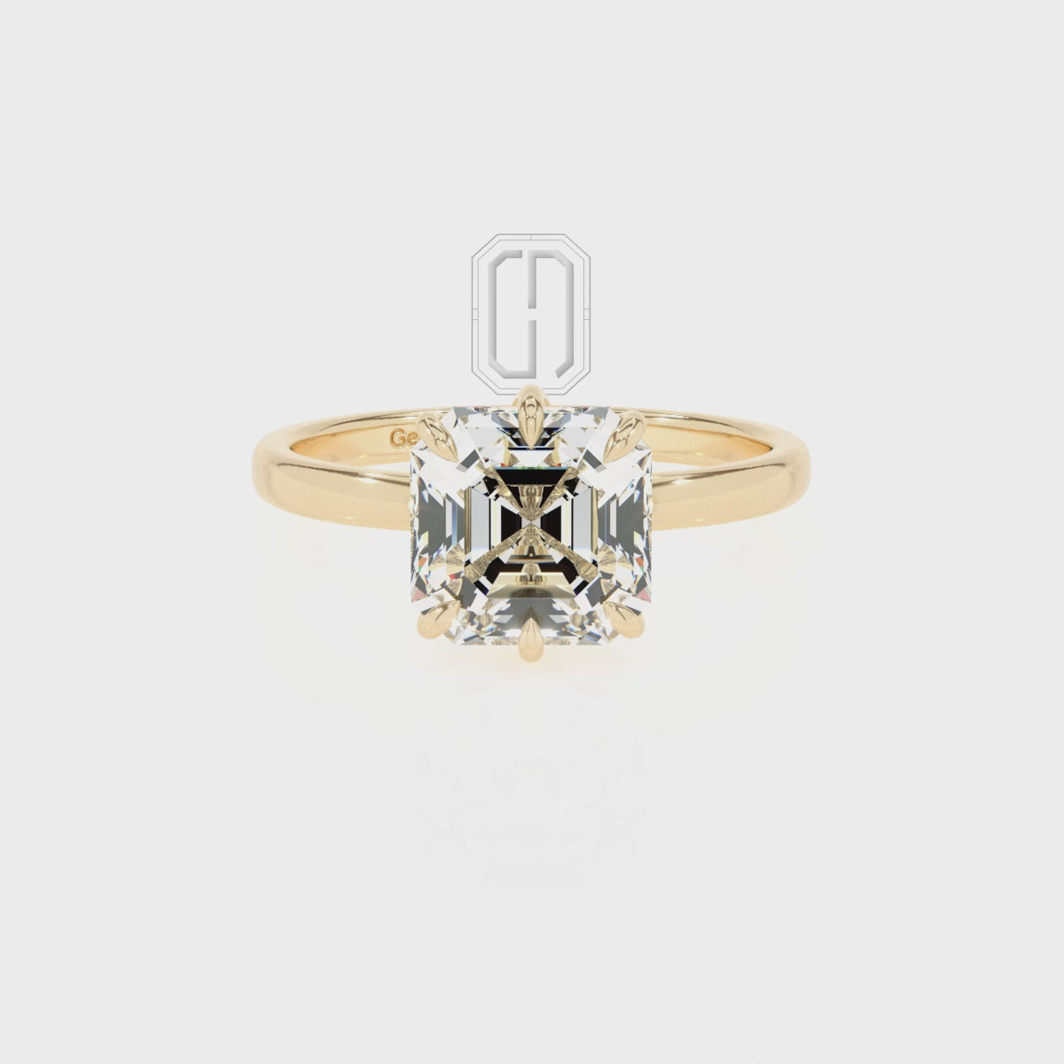 Lab Grown Moissanite Asscher Solitaire Engagement Rings