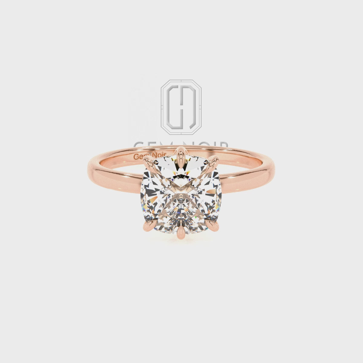 Natural Smoky Quartz Cushion Solitaire Engagement Rings