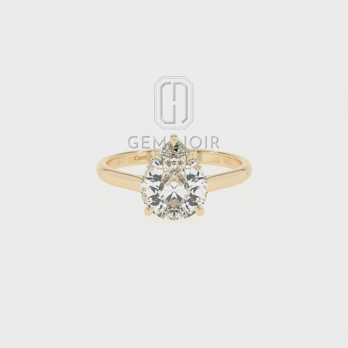 Natural Black Onyx Pear Solitaire Engagement Rings