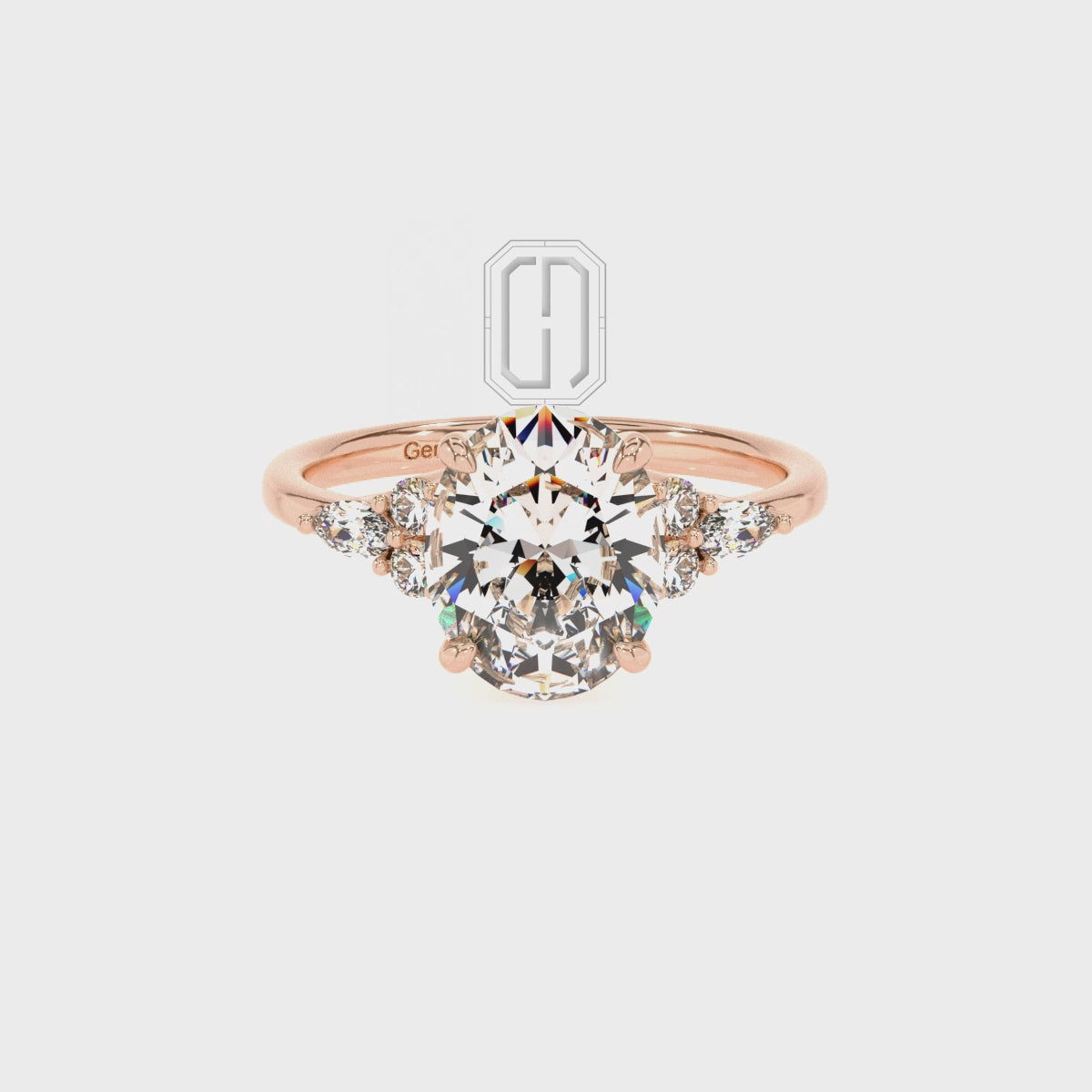 Lab Grown Blue Sapphire Oval with Diamonds Solitaire Engagement Rings