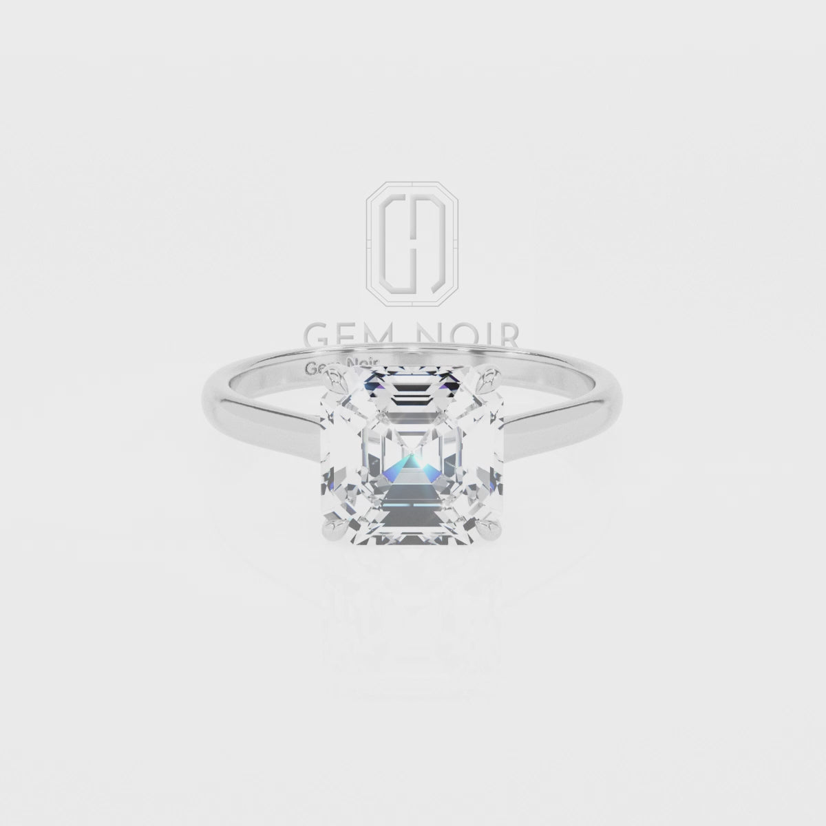 Lab Grown Moissanite Asscher Solitaire Engagement Rings
