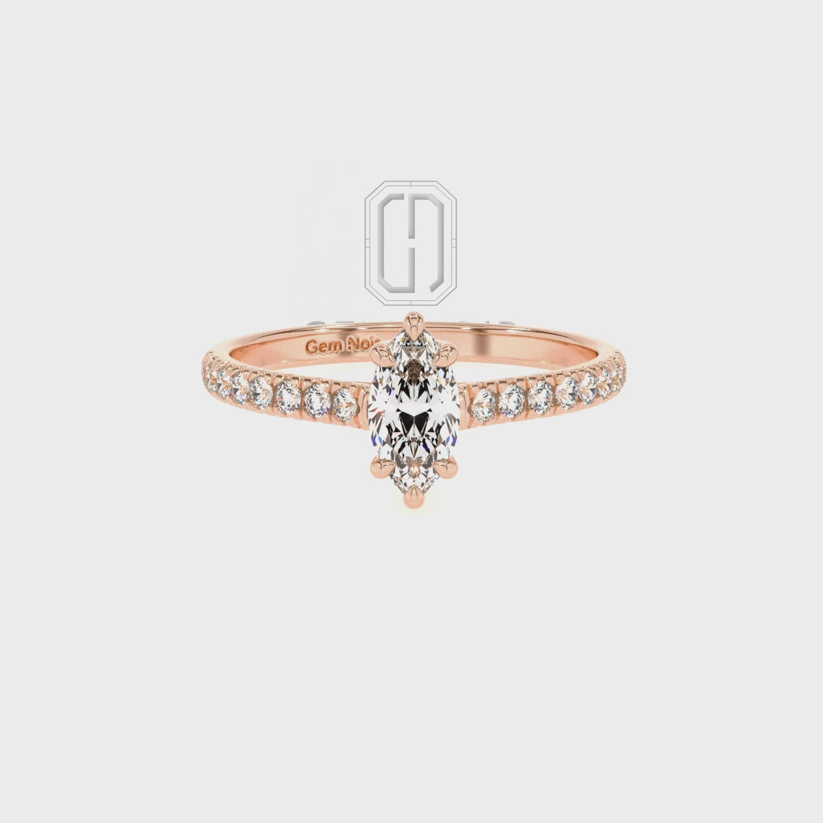 Lab Grown Moissanite Marquise Half Eternity Solitaire Engagement Rings