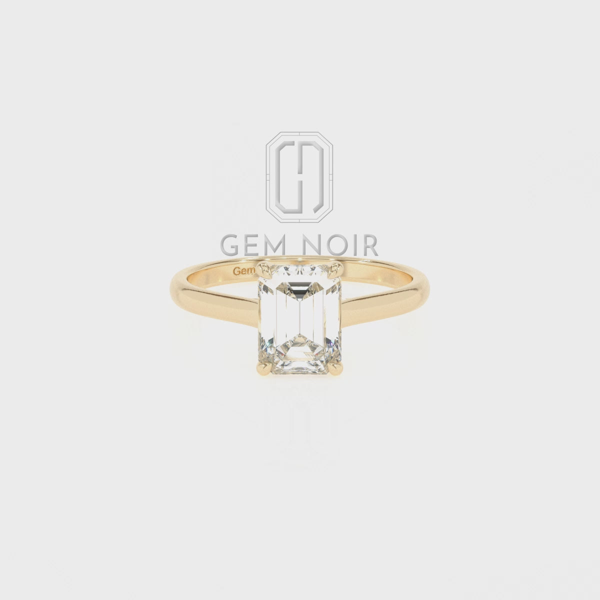 Natural Black Onyx Emerald-Cut Solitaire Engagement Rings