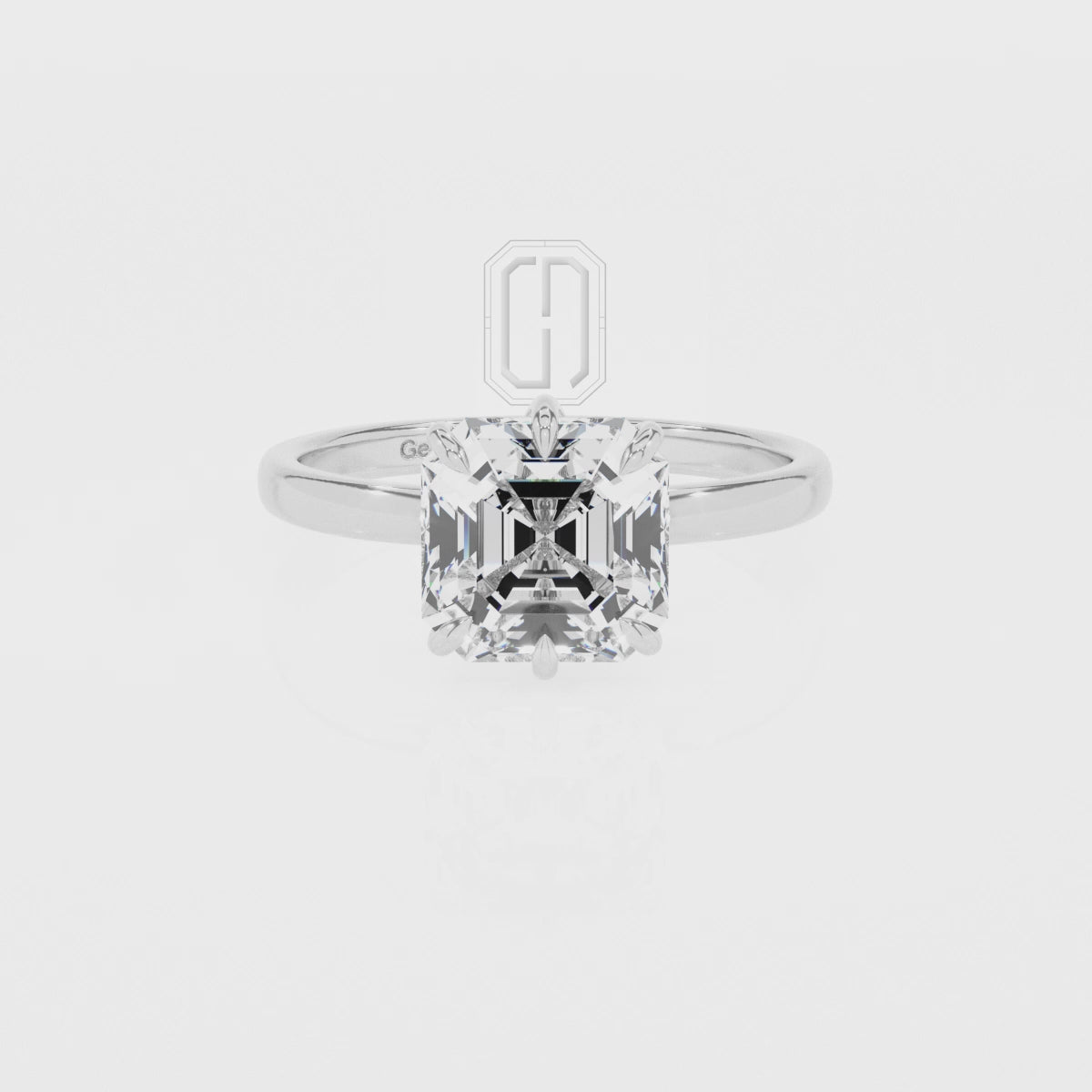 Lab Grown Moissanite Asscher Solitaire Engagement Rings