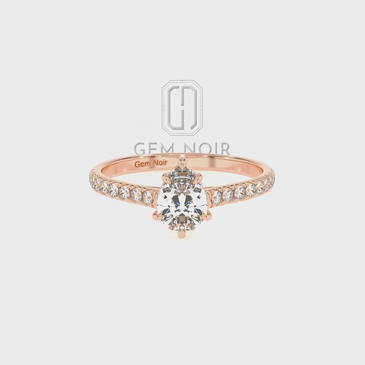 Lab Grown Emerald Pear Half Eternity with Diamonds Solitaire Engagement Rings
