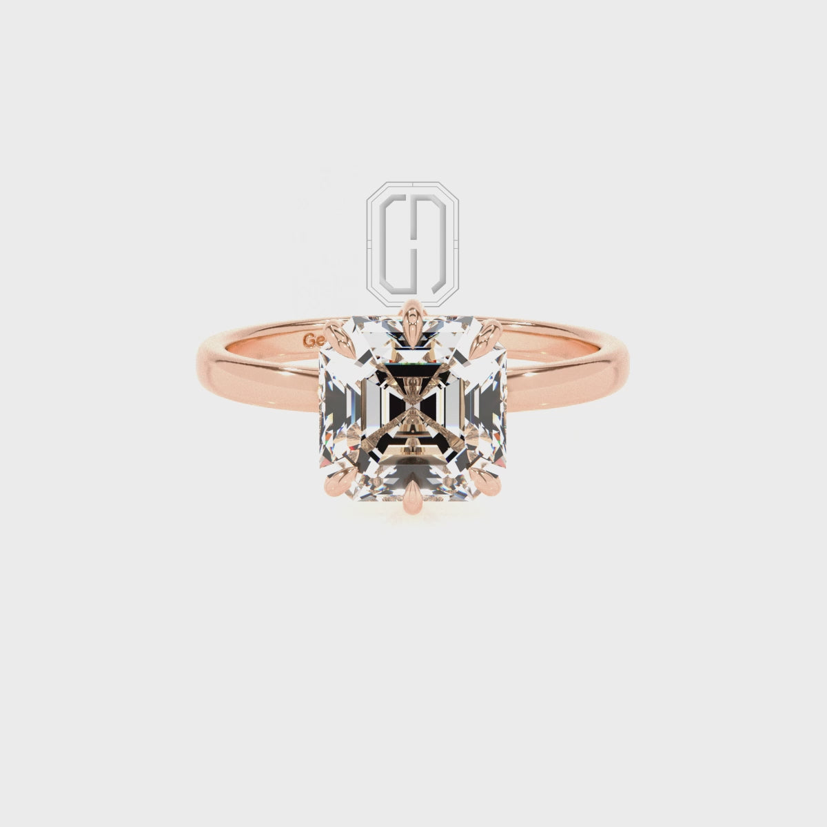 Lab Grown Moissanite Asscher Solitaire Engagement Rings