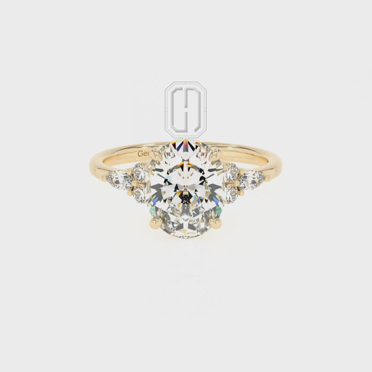 Lab Grown Blue Sapphire Oval with Diamonds Solitaire Engagement Rings