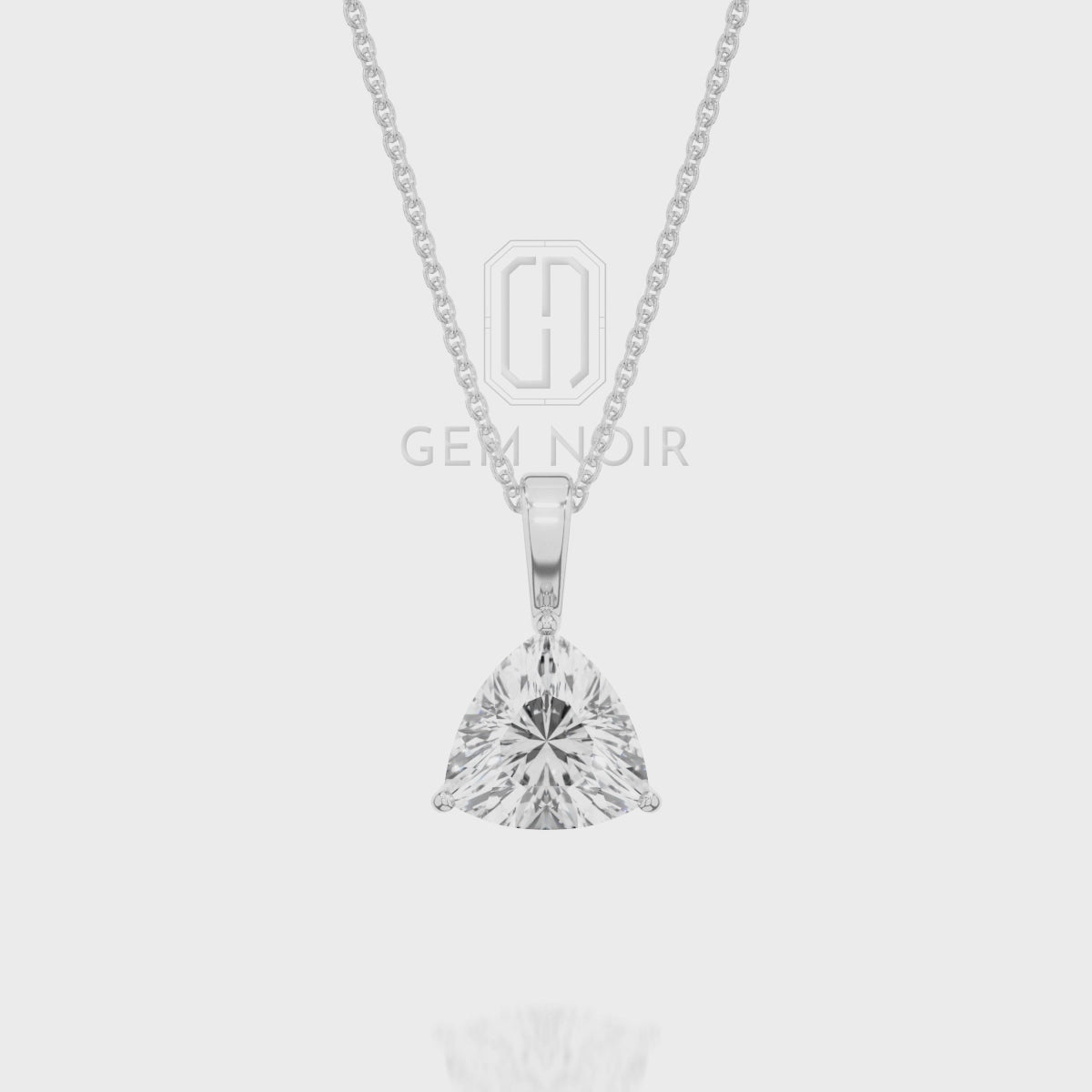 Natural Garnet Trillion Solitaire Pendant Necklace with 18" Chain