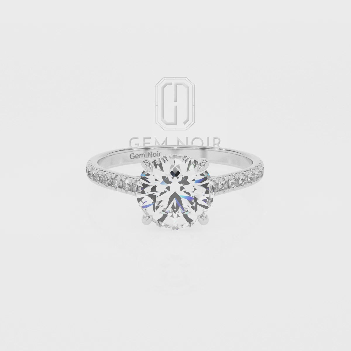 Natural Rainbow Moonstone Round Half Eternity with Diamonds Solitaire Engagement Rings
