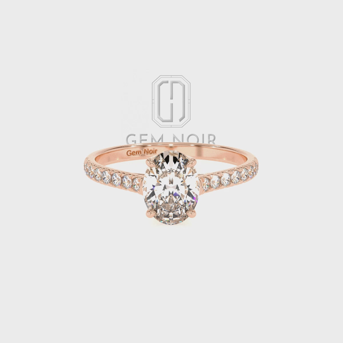 Lab Grown Emerald Oval Half Eternity with Diamonds Solitaire Engagement Rings