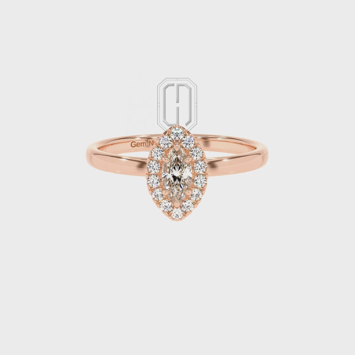 Lab Grown Moissanite Marquise Halo Solitaire Engagement Rings