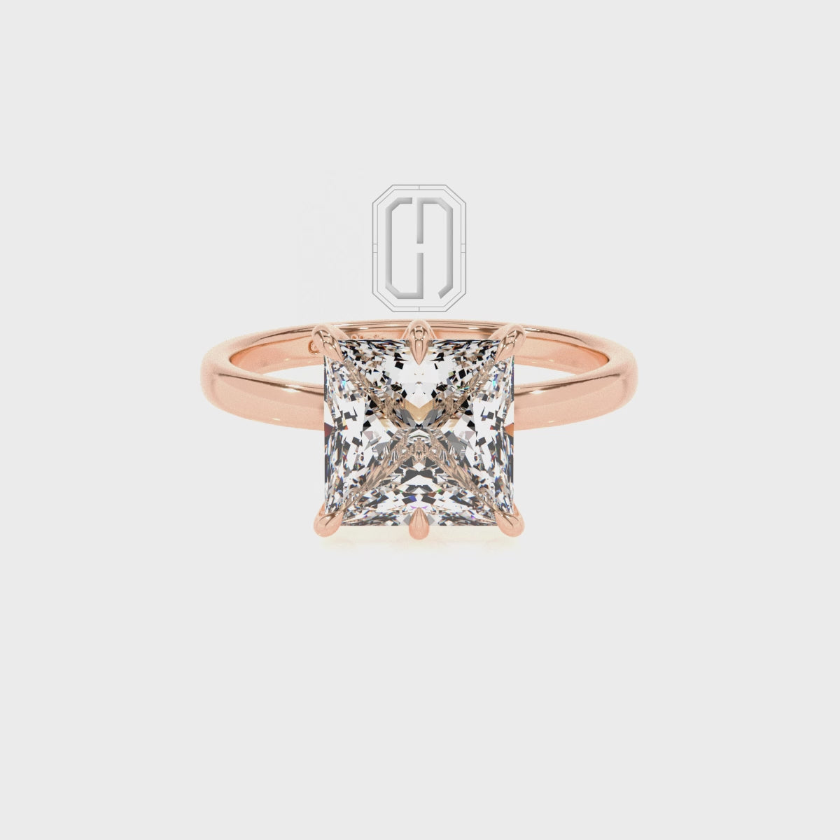 Lab Grown Moissanite Princess Solitaire Engagement Rings