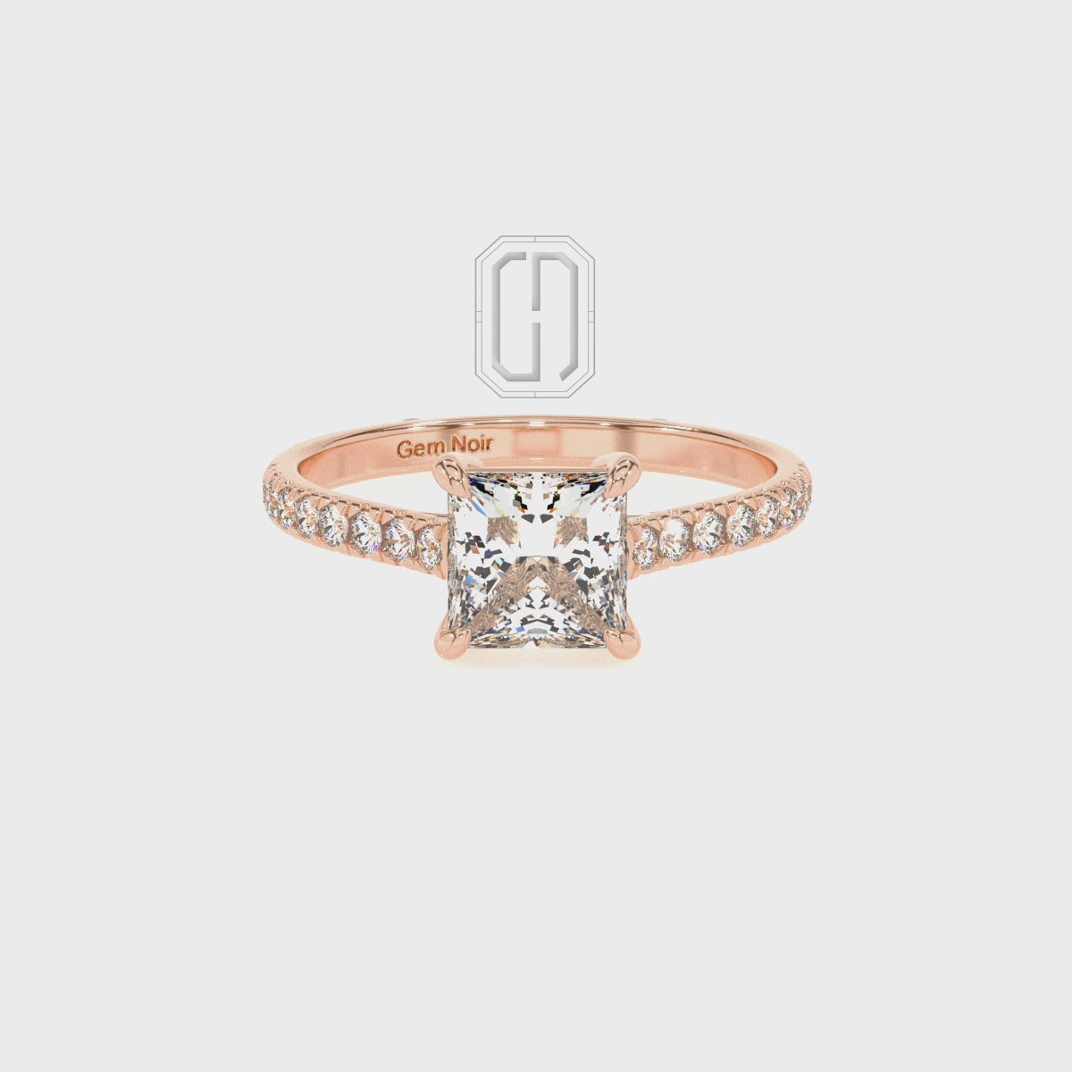 Lab Grown Moissanite Princess Half Eternity Solitaire Engagement Rings