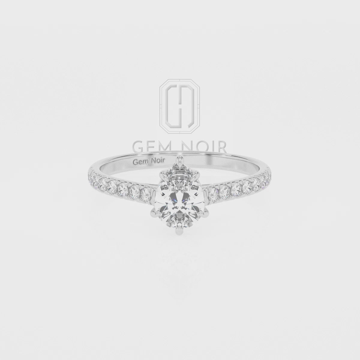 Lab Grown Emerald Pear Half Eternity with Diamonds Solitaire Engagement Rings