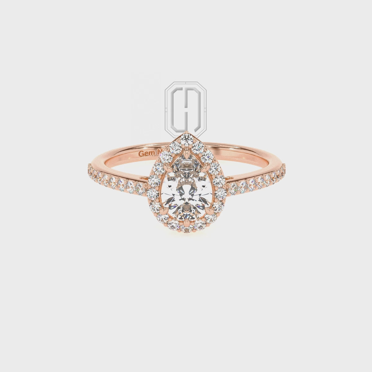 Natural Smoky Quartz Pear with Diamonds Halo Solitaire Engagement Rings