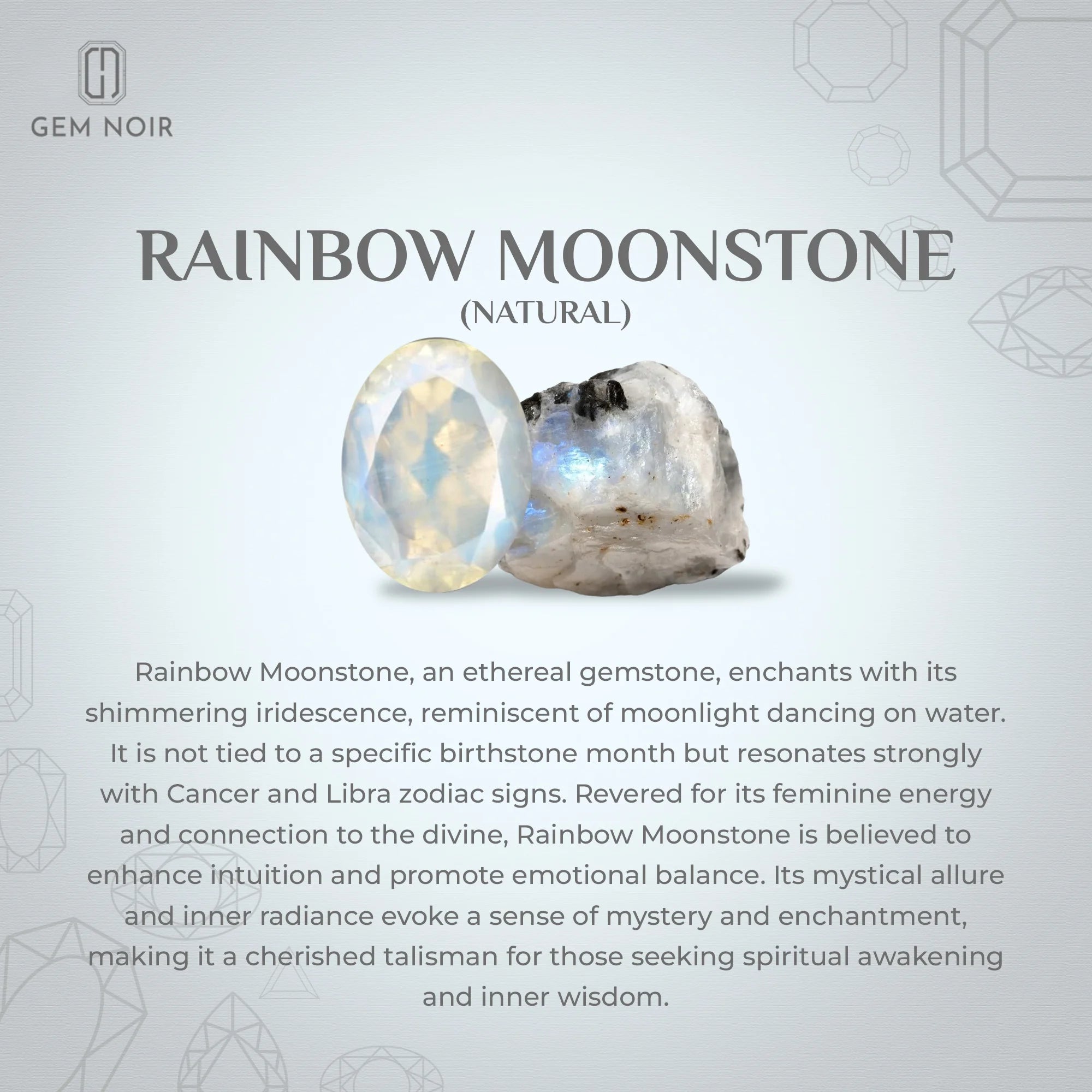 natural rainbow-moonstone round solitaire rings in platinum 