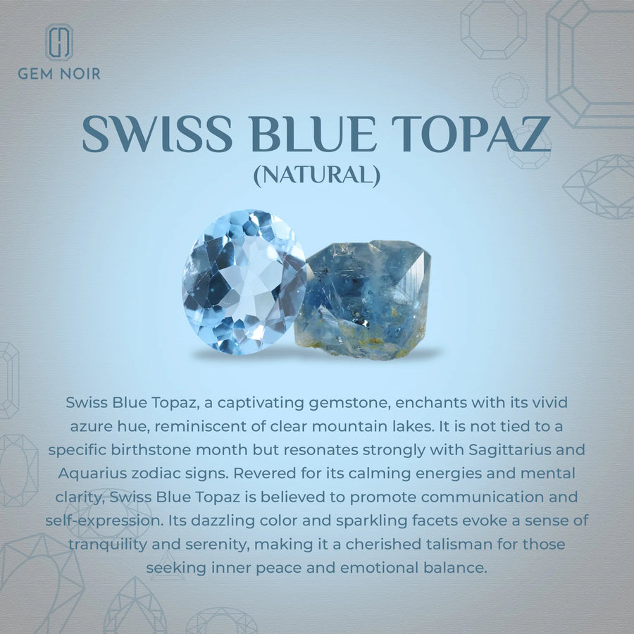 Natural Swiss Blue Topaz Heart Solitaire Pendant Necklace with 18" Chain