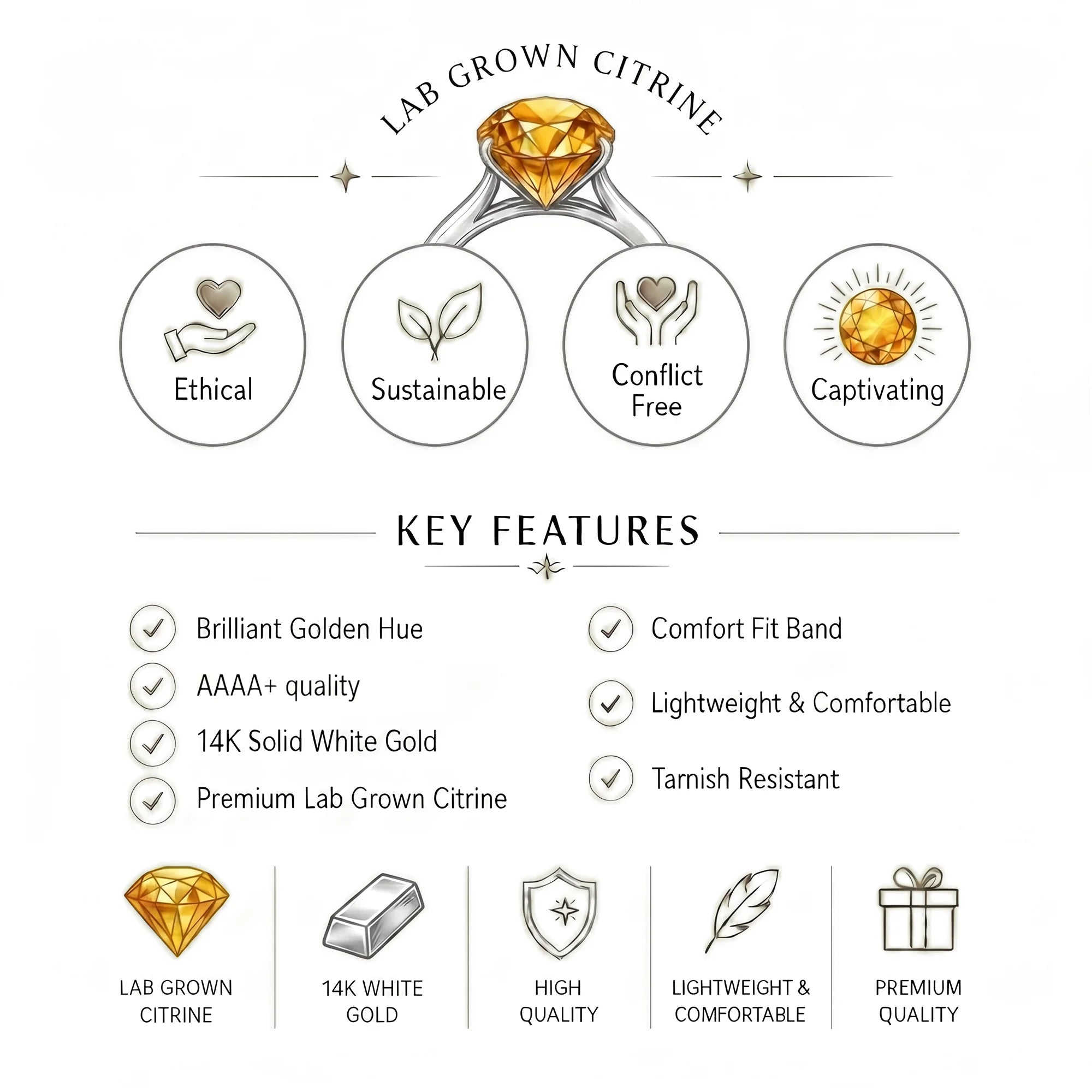 14K White Gold