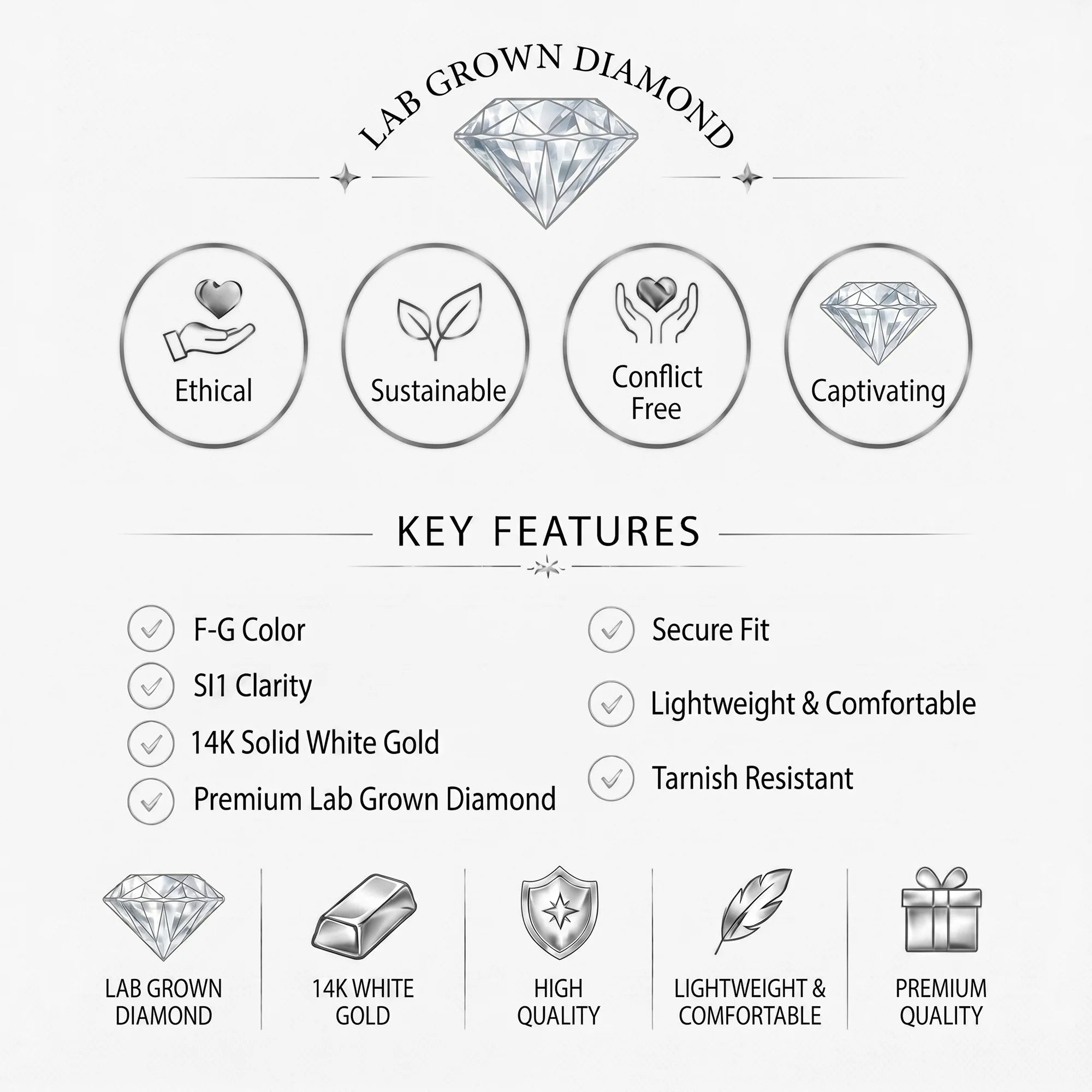14K White Gold