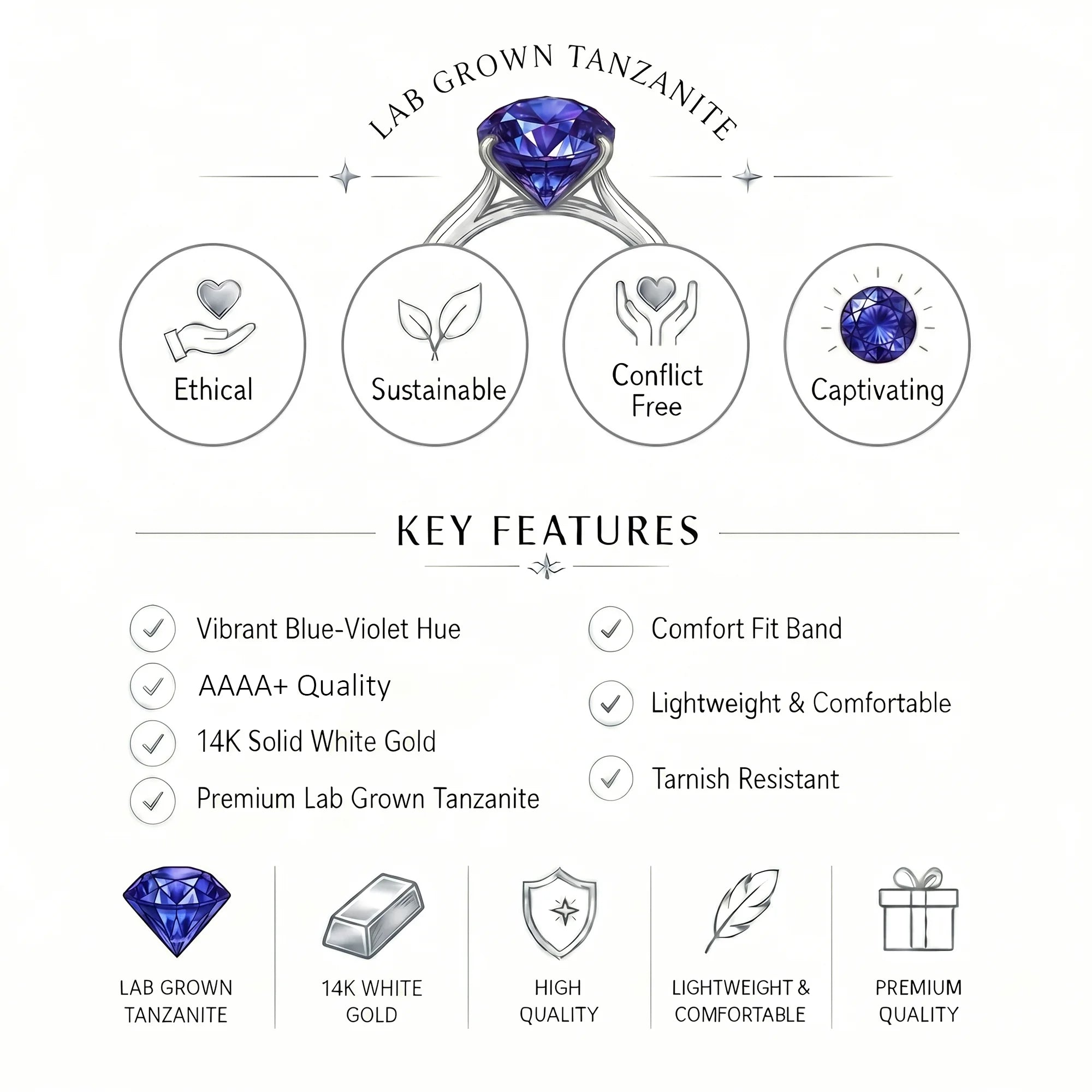14K White Gold